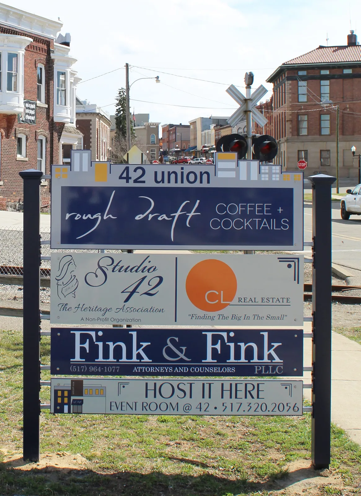 Rough Draft road sign on Union St